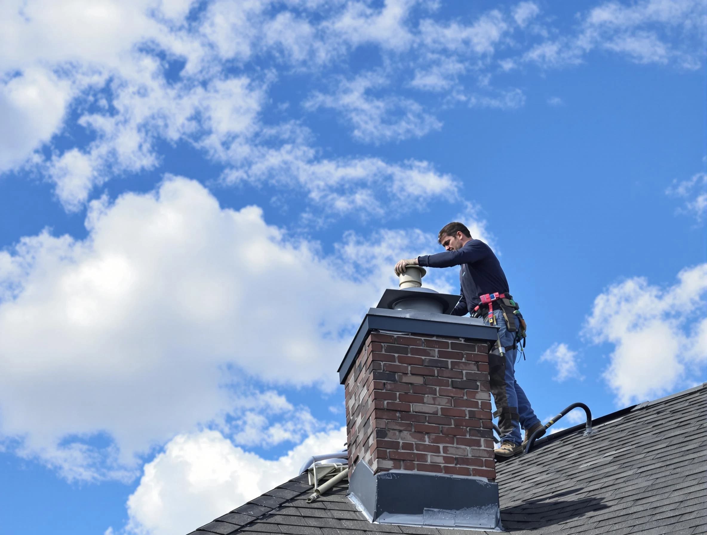 New Bedford Chimney Sweep installing a sturdy chimney cap in New Bedford, MA