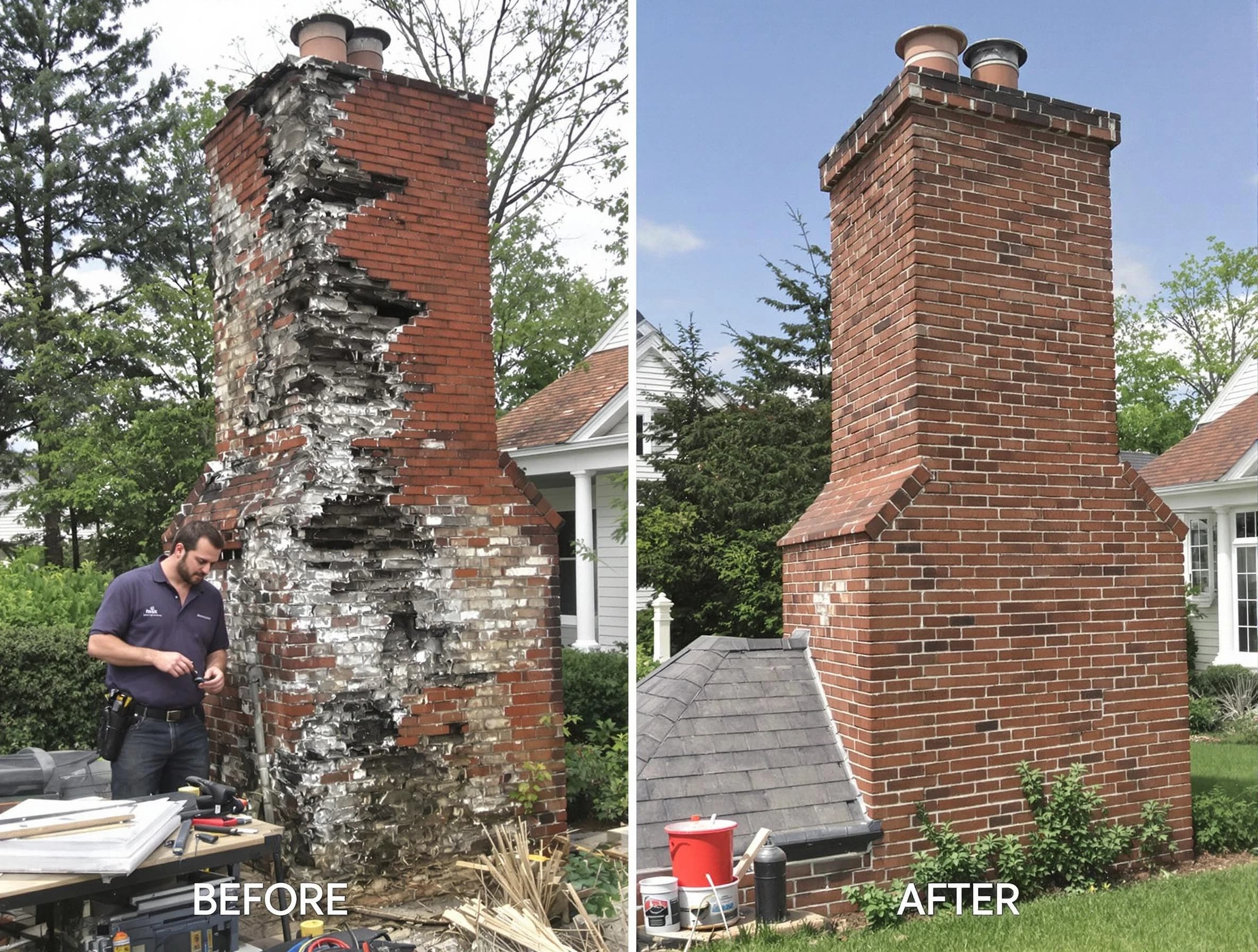 New Bedford Chimney Sweep performing a full chimney restoration in New Bedford, MA