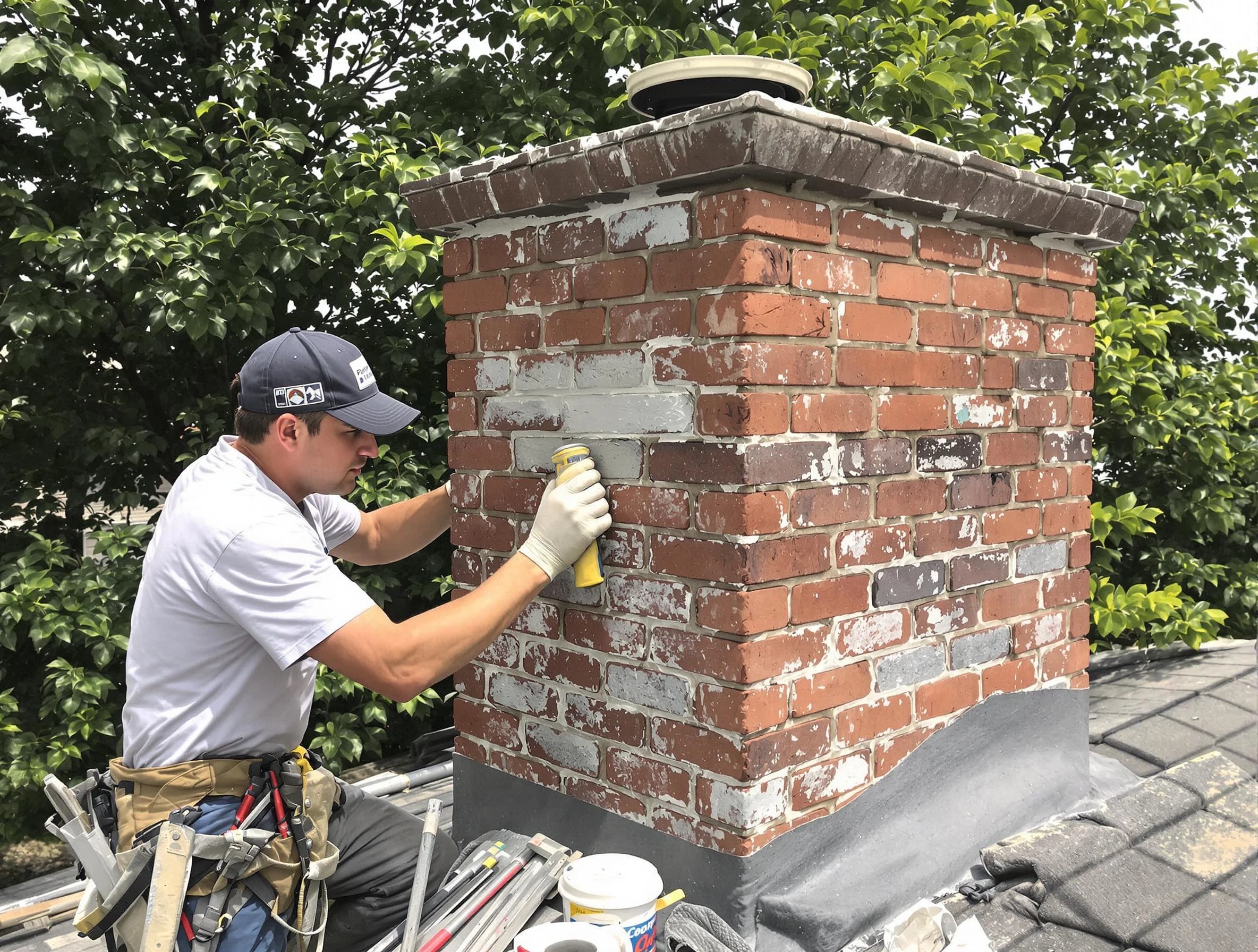 New Bedford Chimney Sweep restoring an aging chimney in New Bedford, MA