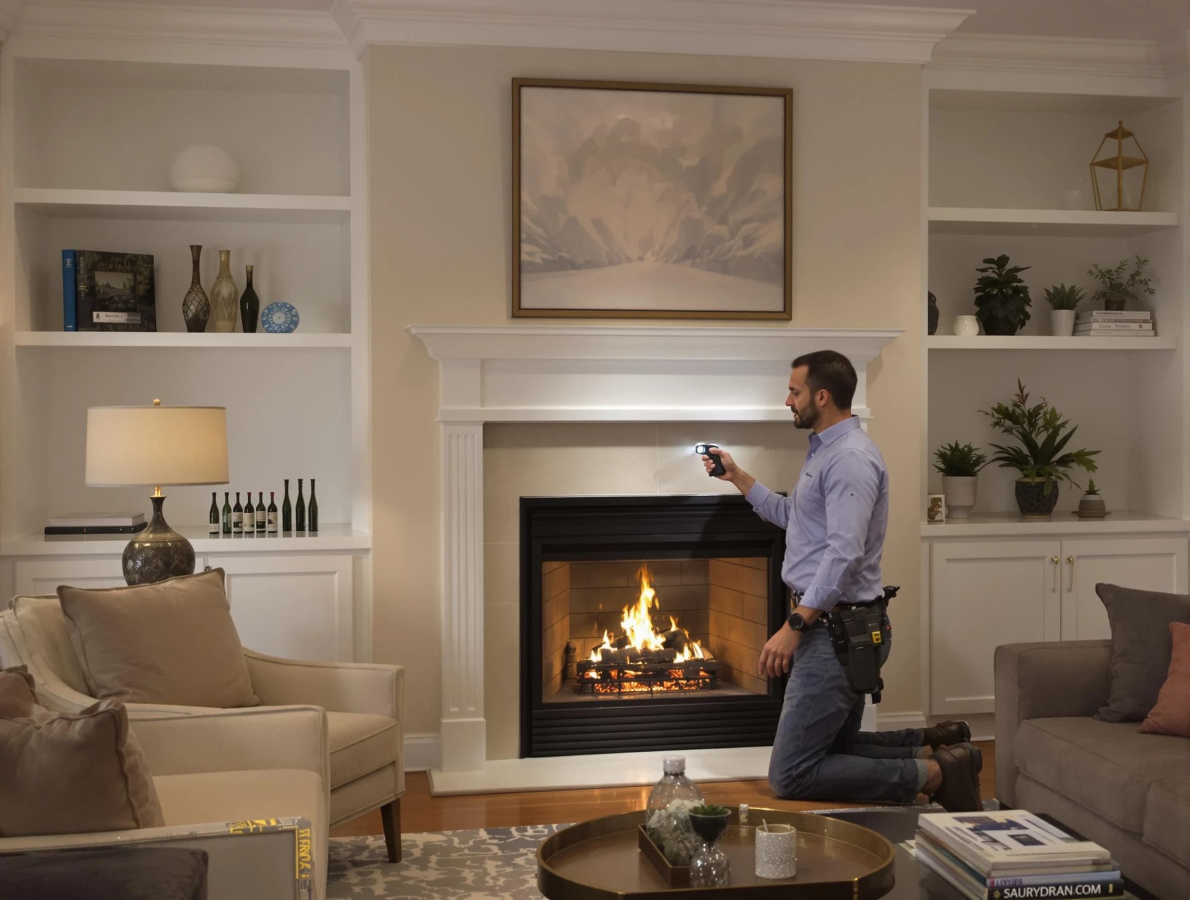 New Bedford Chimney Sweep conducting a fireplace safety inspection in New Bedford, MA