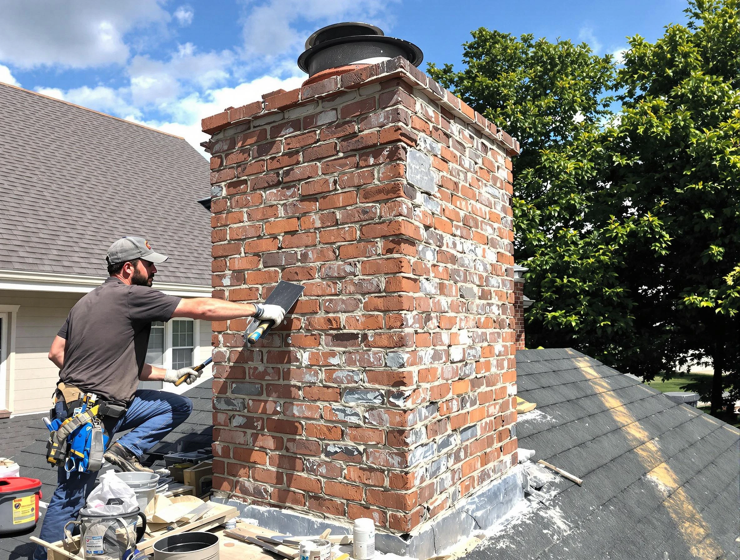 Completed chimney rebuild by New Bedford Chimney Sweep in New Bedford, MA