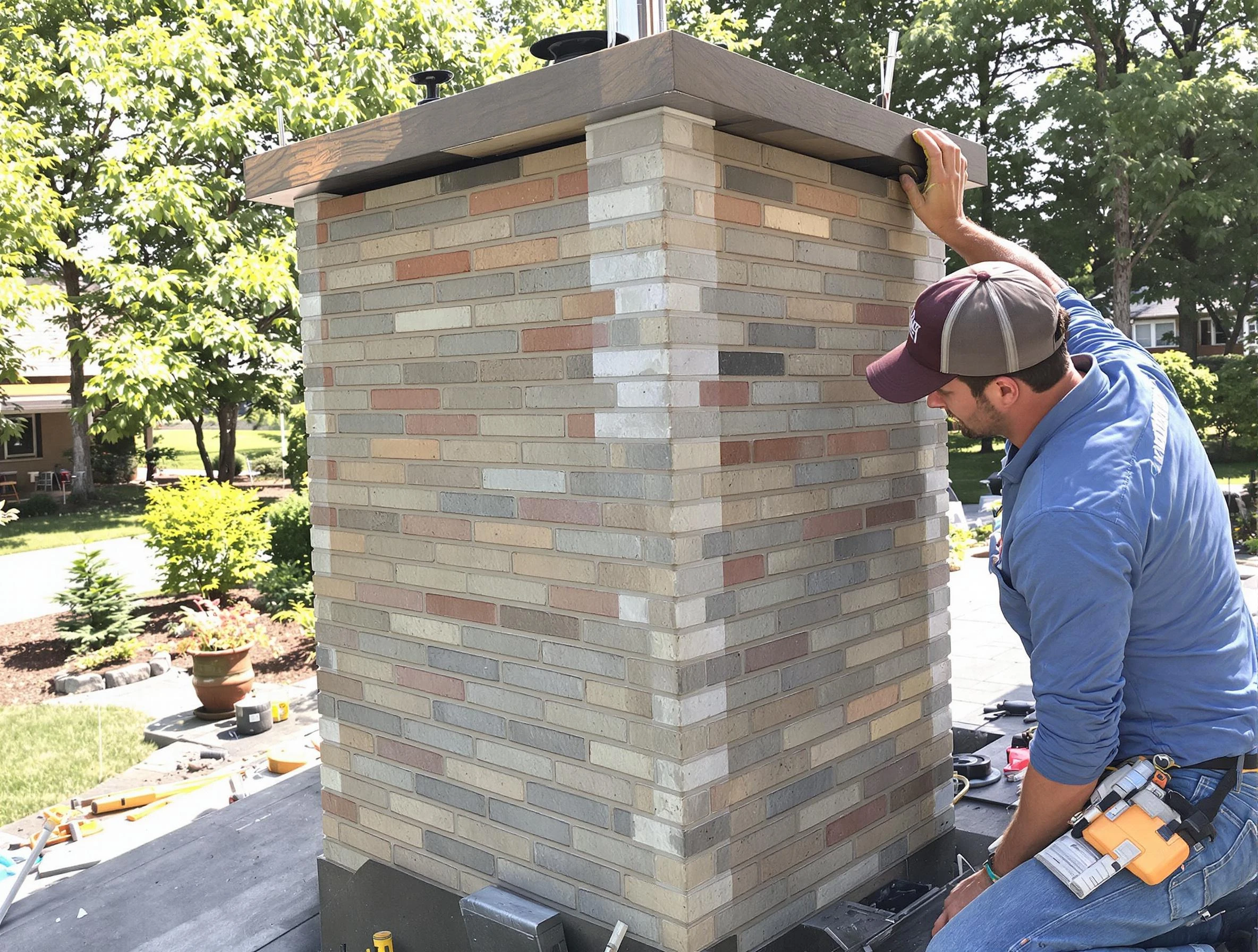 New Bedford Chimney Sweep completing a modern chimney remodel in New Bedford, MA
